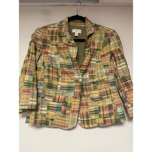 LOFT Petites Patchwork Plaid Blazer Jacket Women's Size 4P